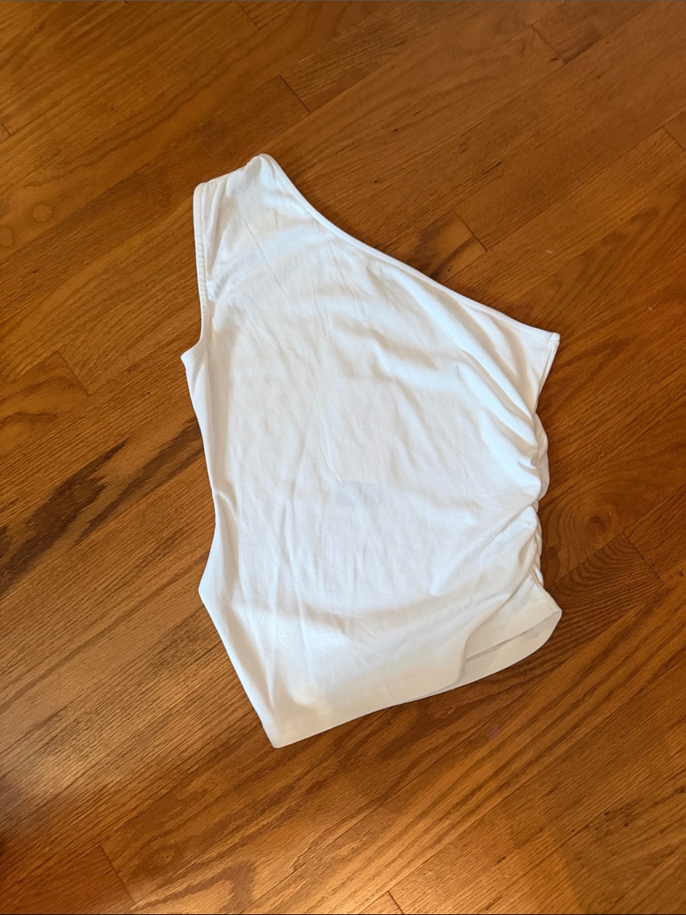 Asymmetrical One-Shoulder White Tank Top